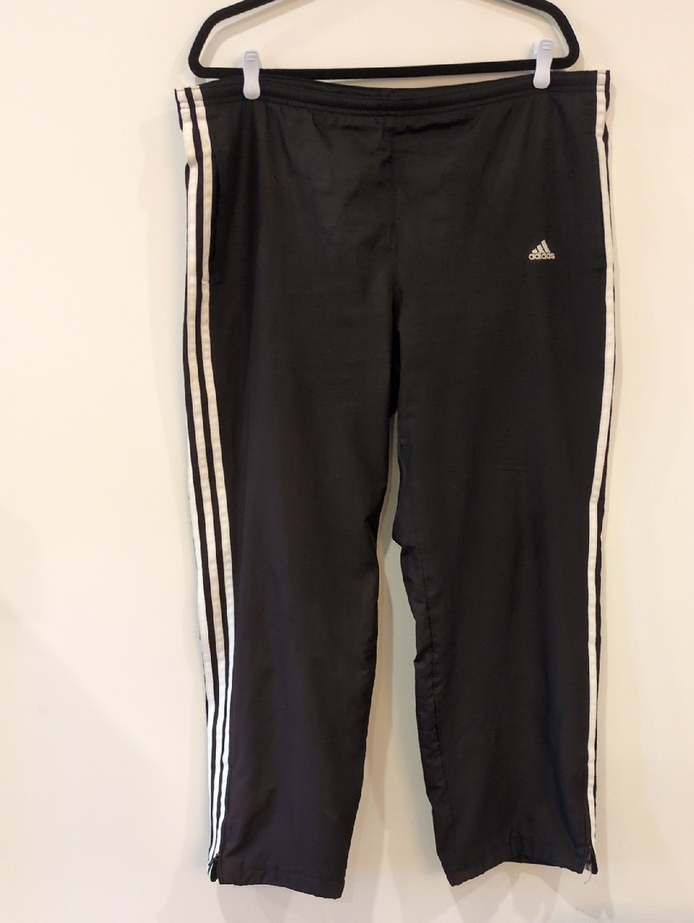 adidas Black Track Pants with White 3 Stripe Sides